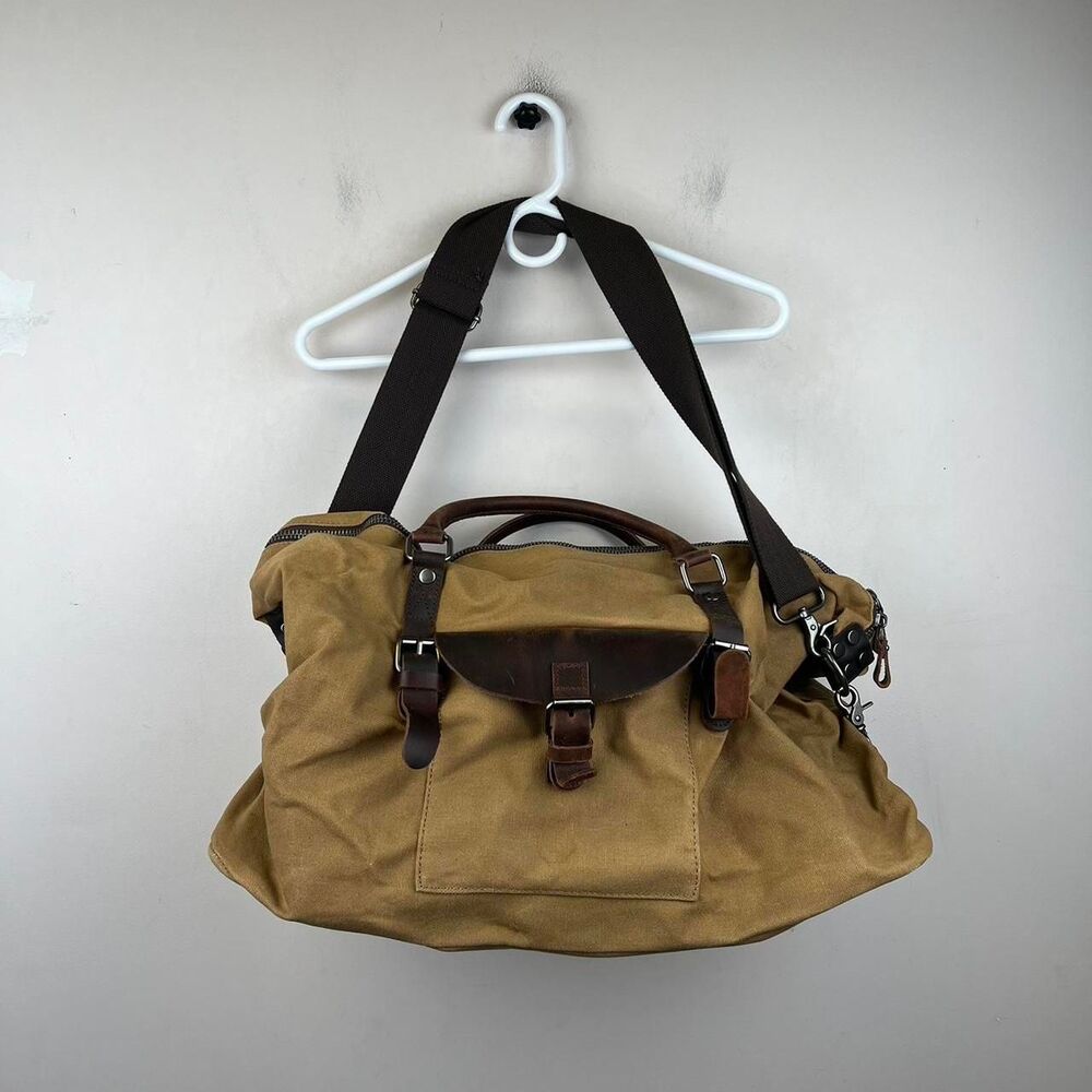 NEWHEY Water Resistant Canvas & Leather Duffel Travel Overnight Weekend Bag